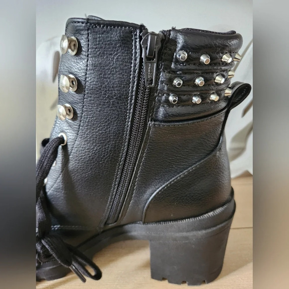 No Boundaries Black Studded Chunky Platform Womens Boots Size 10 - Picture 8 of 11